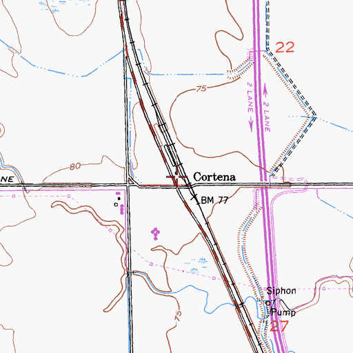 Topographic Map of Cortena, CA