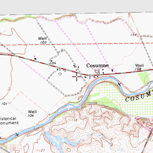 Topographic Map of Cosumne, CA