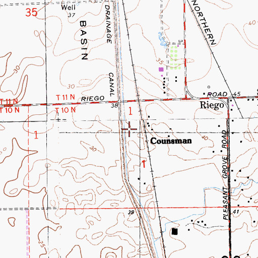 Topographic Map of Counsman, CA