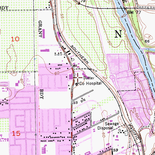 Topographic Map of Sutter - Yuba Mental Health Services, CA
