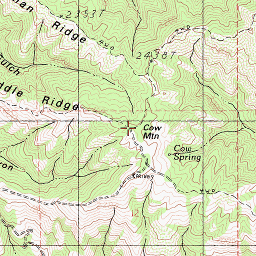 Topographic Map of Cow Mountain, CA