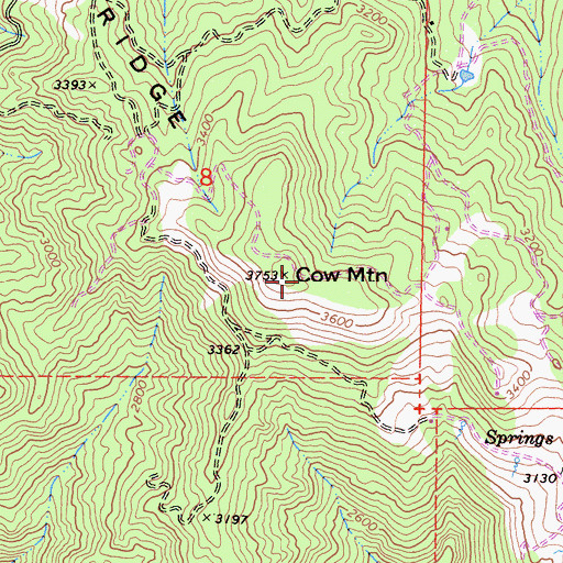 Topographic Map of Cow Mountain, CA