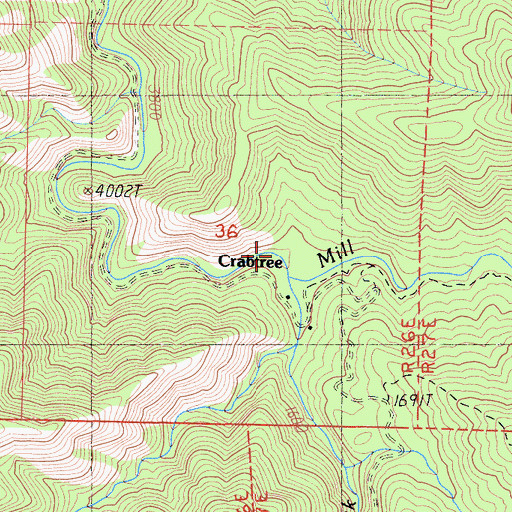 Topographic Map of Crabtree, CA