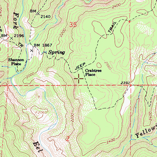 Topographic Map of Crabtree Place, CA