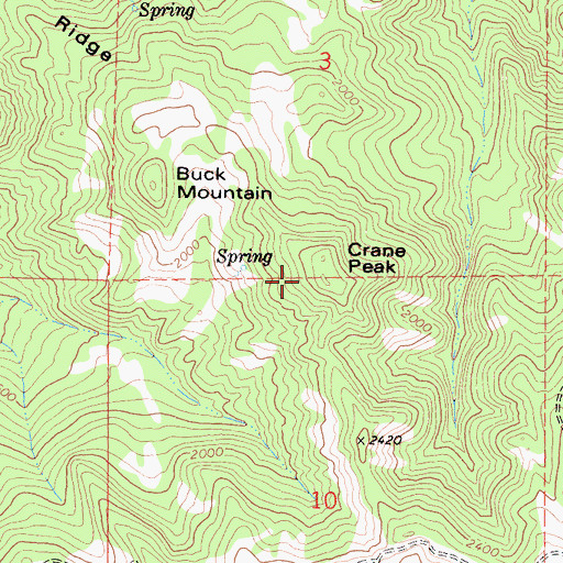 Topographic Map of Crane Peak, CA