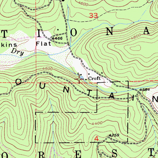 Topographic Map of Croft, CA