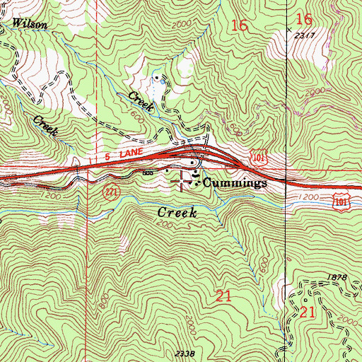 Topographic Map of Cummings, CA