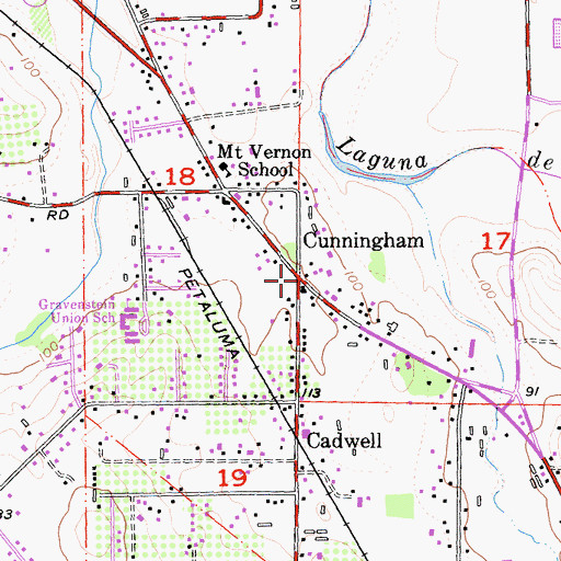 Topographic Map of Cunningham, CA