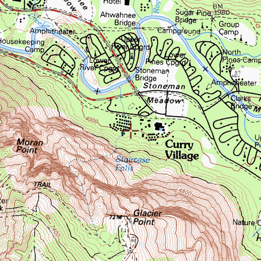 Topographic Map of Curry Village, CA