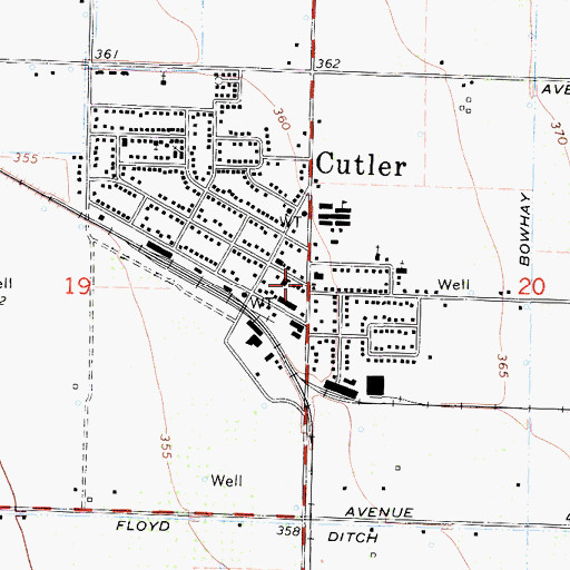 Topographic Map of Cutler, CA