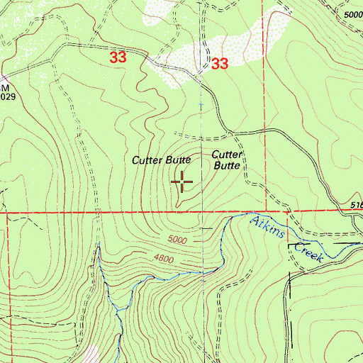 Topographic Map of Cutter Butte, CA