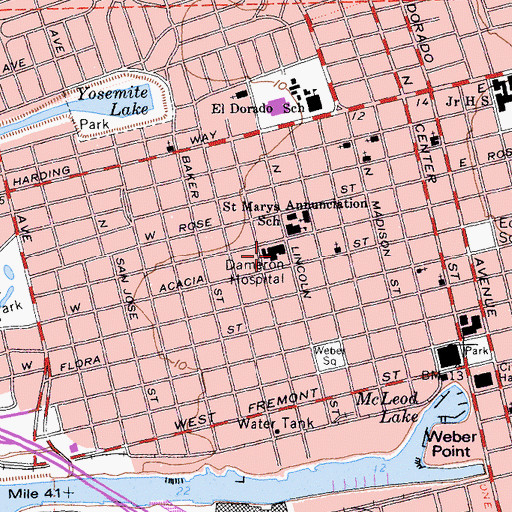 Topographic Map of Dameron Hospital, CA