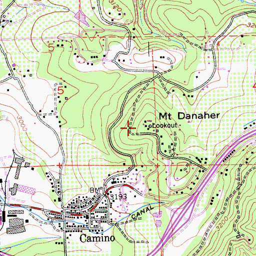 Topographic Map of Mount Danaher, CA