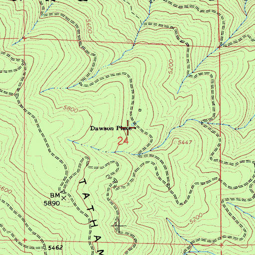 Topographic Map of Dawson Place, CA