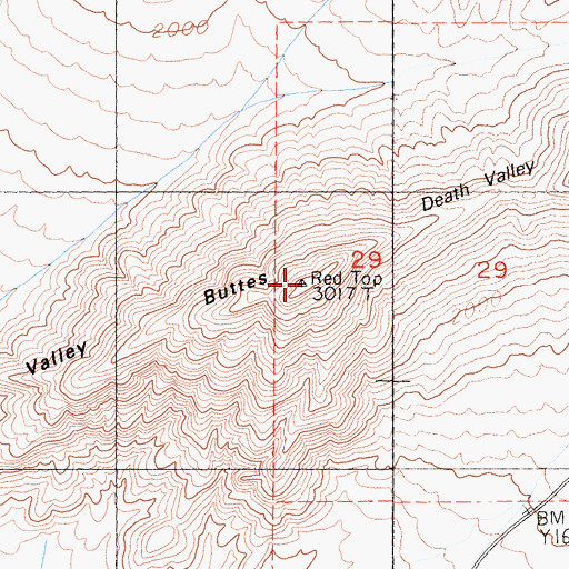 Topographic Map of Death Valley Buttes, CA
