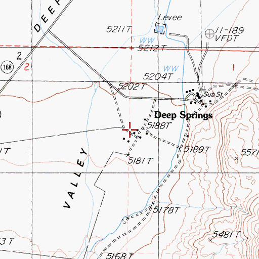 Topographic Map of Deep Springs, CA