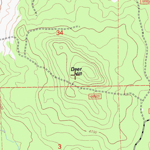 Topographic Map of Deer Hill, CA