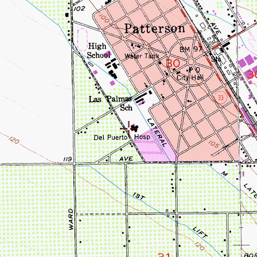 Topographic Map of Del Puerto Hospital, CA
