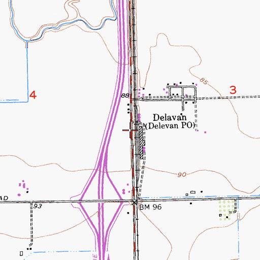 Topographic Map of Delevan, CA