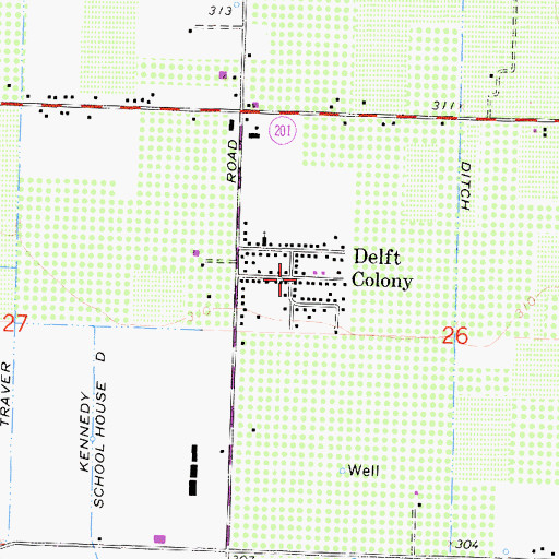 Topographic Map of Delft Colony, CA