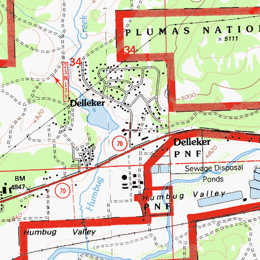 Topographic Map of Delleker, CA