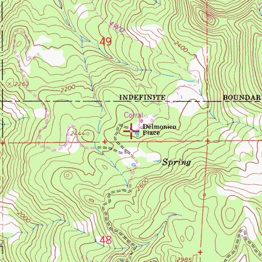 Topographic Map of Delmonico Place, CA