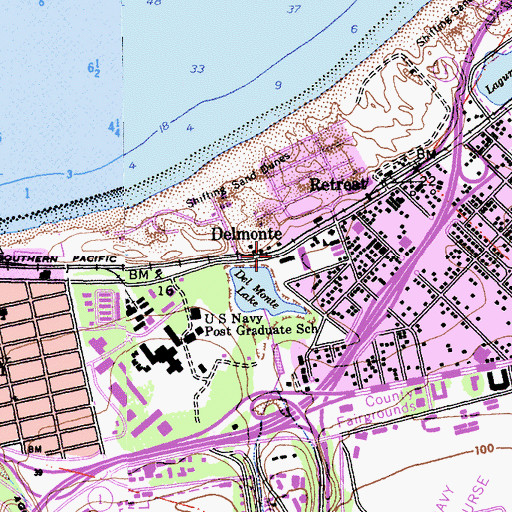 Topographic Map of Del Monte, CA