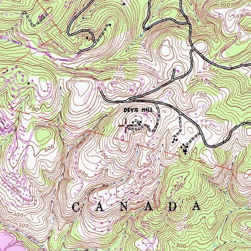 Topographic Map of Devil Hill, CA
