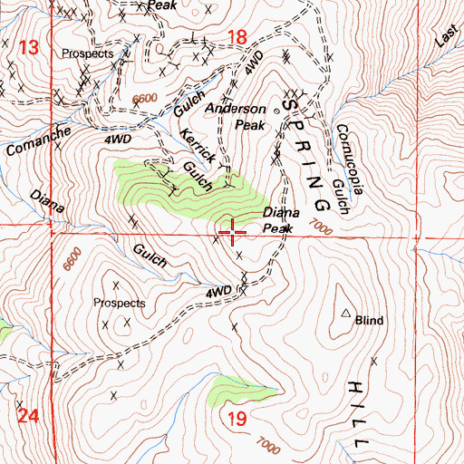 Topographic Map of Diana Peak, CA