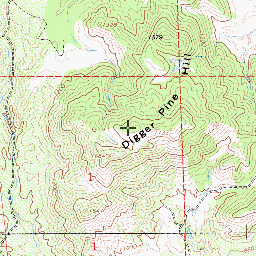 Topographic Map of Digger Pine Hill, CA