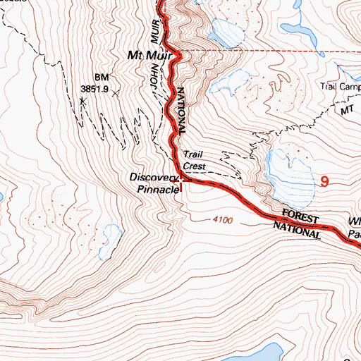 Topographic Map of Discovery Pinnacle, CA