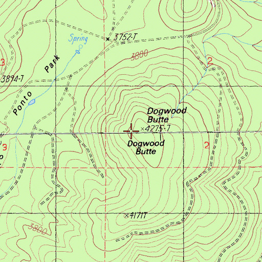 Topographic Map of Dogwood Butte, CA