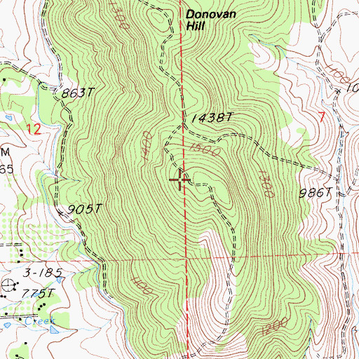 Topographic Map of Donovan Hill, CA