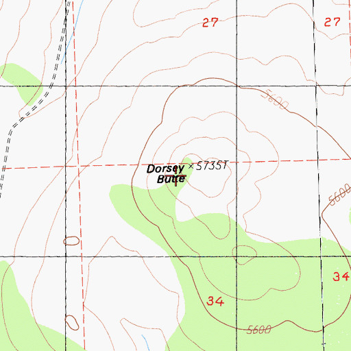 Topographic Map of Dorsey Butte, CA