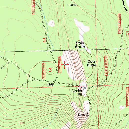 Topographic Map of Dow Butte, CA