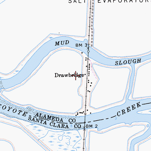 Topographic Map of Drawbridge (historical), CA
