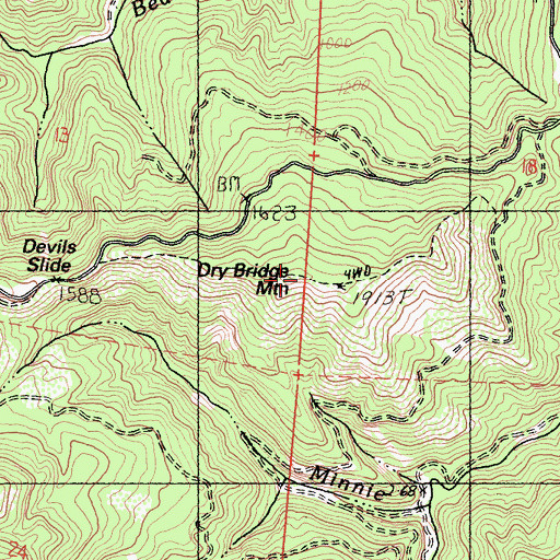 Topographic Map of Dry Bridge Mountain, CA
