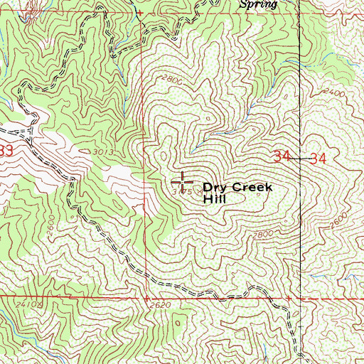 Topographic Map of Dry Creek Hill, CA