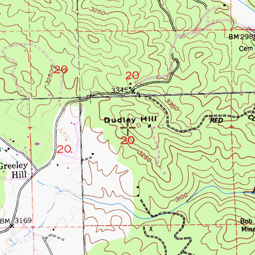 Topographic Map of Dudley Hill, CA