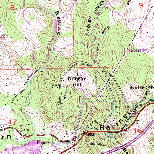 Topographic Map of Duncan Hill, CA