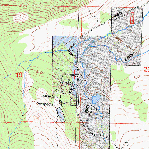 Topographic Map of Dunderberg Mill, CA