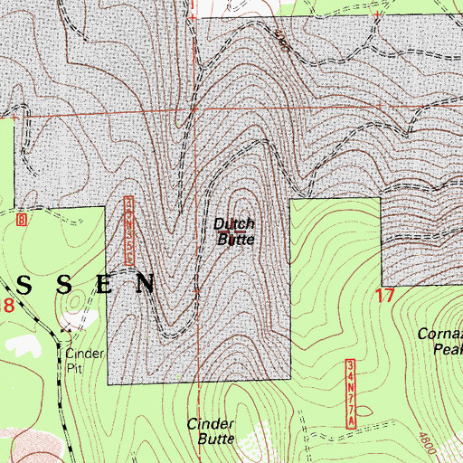 Topographic Map of Dutch Butte, CA