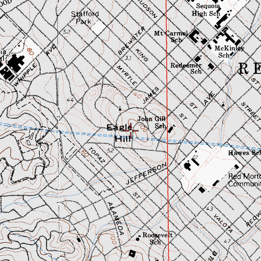 Topographic Map of Eagle Hill, CA