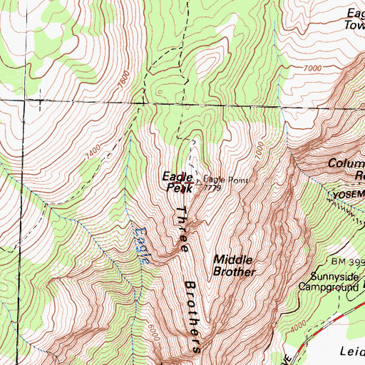 Topographic Map of Eagle Peak, CA