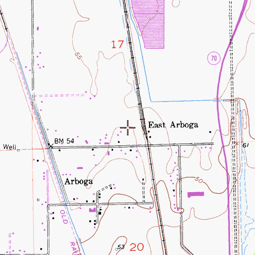 Topographic Map of East Arboga, CA