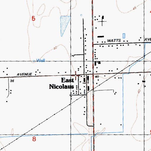 Topographic Map of East Nicolaus, CA