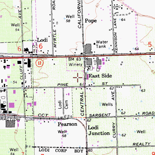Topographic Map of East Side, CA