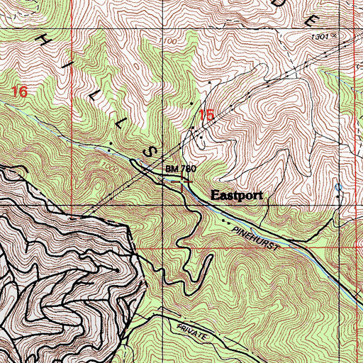 Topographic Map of Eastport, CA