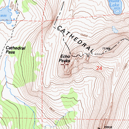 Topographic Map of Echo Peaks, CA