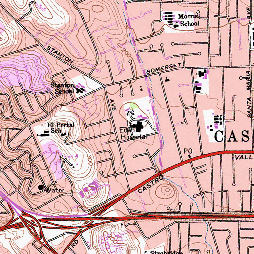 Topographic Map of Eden Medical Center, CA